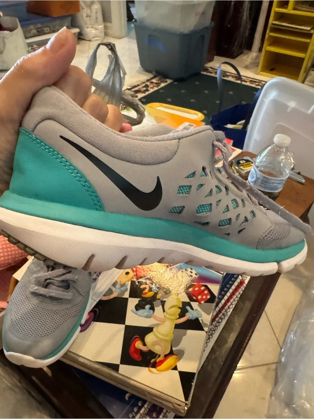 Nike size 7 Grey Sneakers with Teal Accents